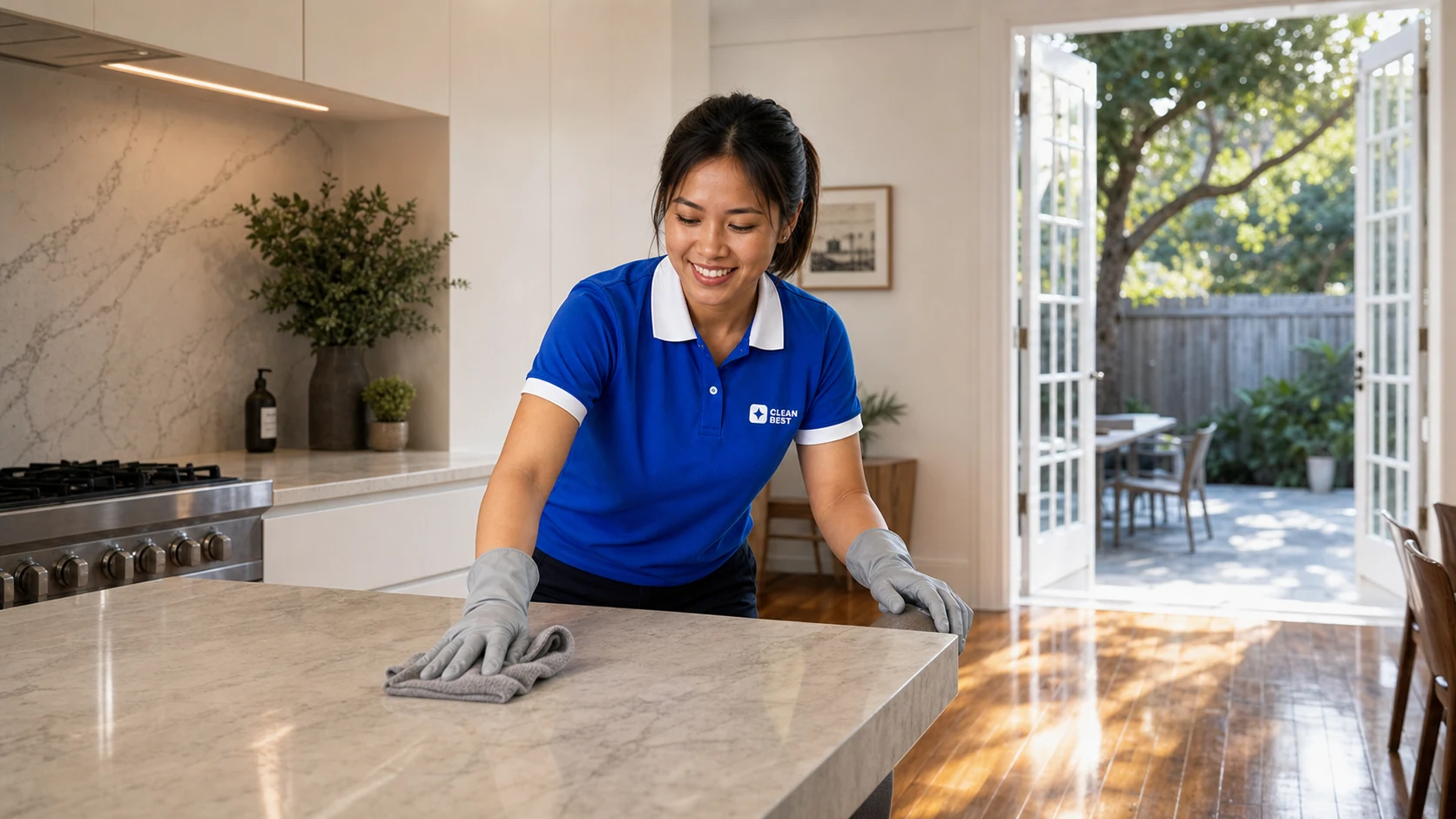 Clean Best cleaner working through the kitchen of a Sydney home NSW